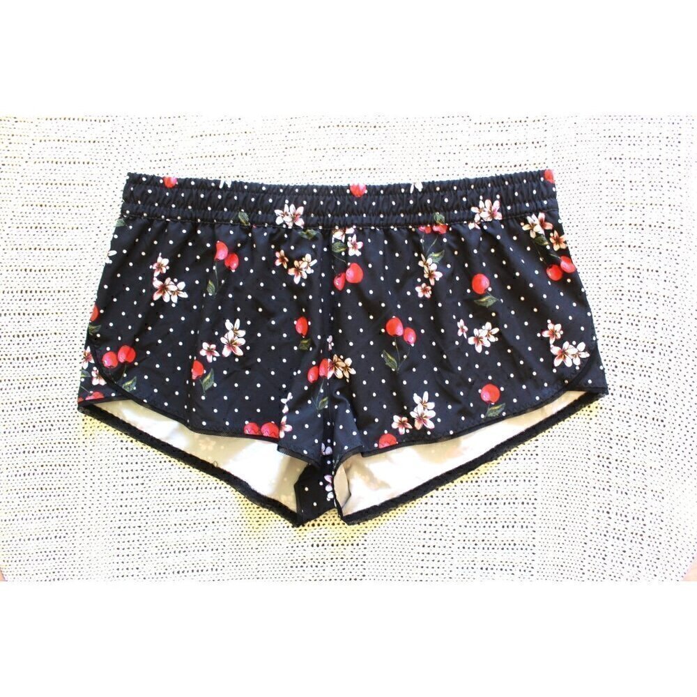Endless Sun Women mini shorts Swim Pants Sherry print Size XL elastic waist sexy